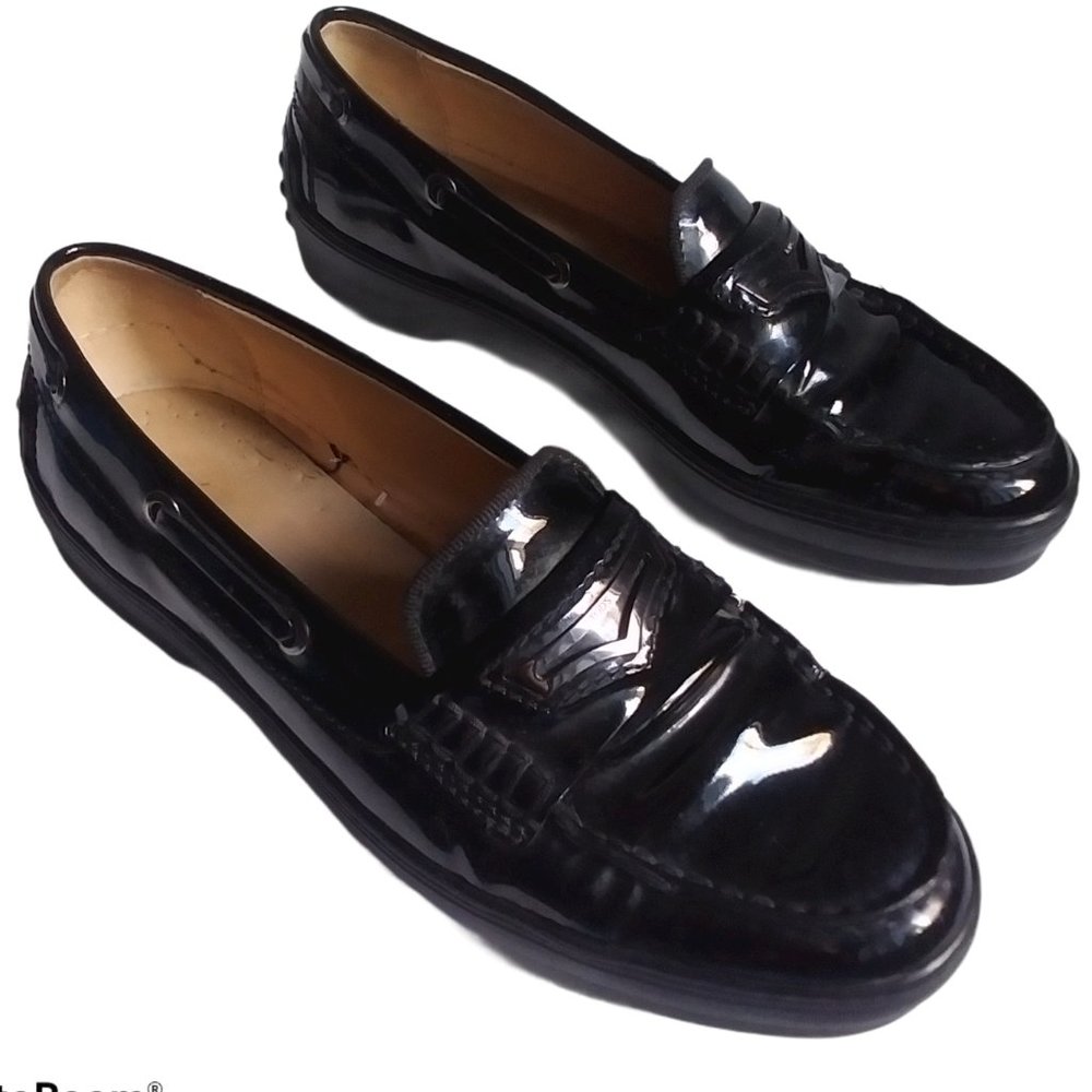 Tod's Black Patent Leather Penney Loafer